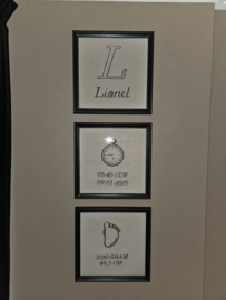 Geboortelijstje set van 3 zwart/beige