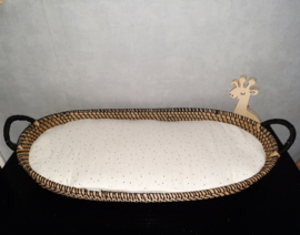 Matrasje verschoonmand hydrofielstof off-white met gouden stippen