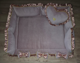 Set Ivy nicky velours met satijnen ruche en gouden biesje