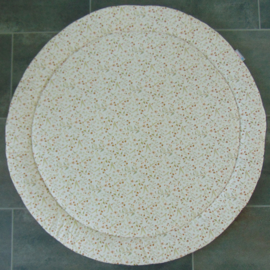 Boxkleed rond wafelkatoen/katoen kleine bloemetjes off-white