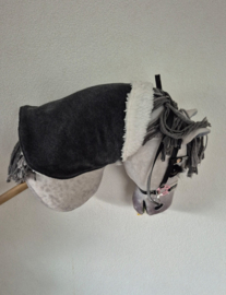 (V) Hobbyhorse dekentje donkergrijs/off-white