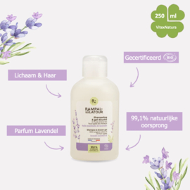 Biologische Lavandin 2-in-1 Shower Shampoo met Olijfolie & Aloë Vera Rampal Latour Gecertificeerd