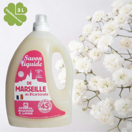 Marseille Flüssigwaschmittel mit Natriumbikarbonat, 3L weißer Blumenduft