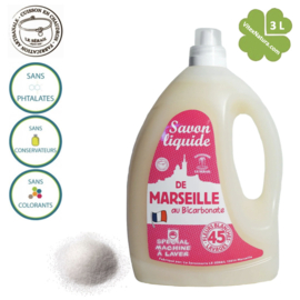 Lessive liquide de Marseille au bicarbonate de sodium 3L parfum floral blanc