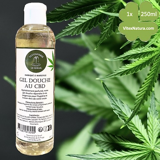 Marseille douche en bad gel CBD canabis 250ml