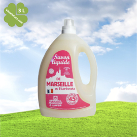 Lessive liquide de Marseille au bicarbonate de sodium 3L parfum floral blanc