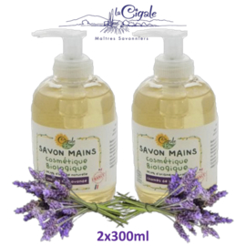 Frasco de bomba de sabonete de mão de lavanda orgânica 2x300ml