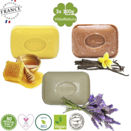 Le Serail Marseille Lavendel, Vanille, Honing kleurlose zeep 3x100g