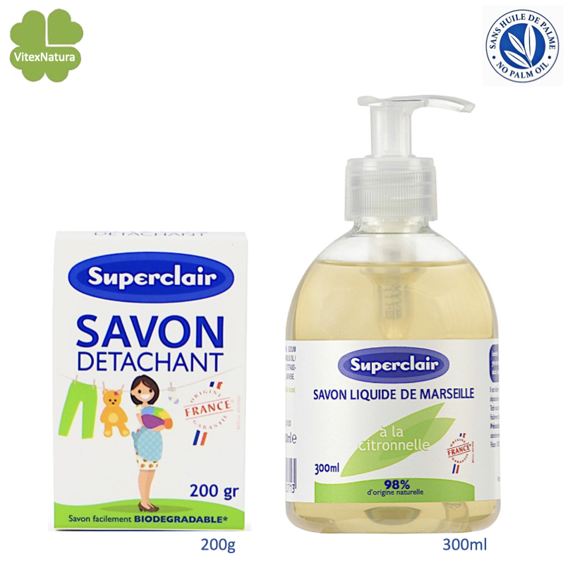 Soap set sodium bicarbonate detachan stain soap 200g and liquid Marseille soap with lemongrass oil 300ml