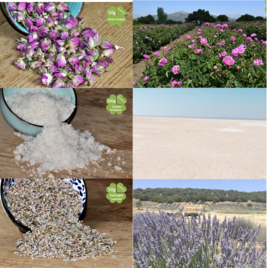 Mineralen zout 500g Rozenknopjes 50g Lavendel 50g