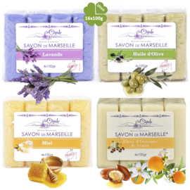 Glycerine Lavender, Honey, Olive oil, Argan orange blossom Marseille soap 16x100g