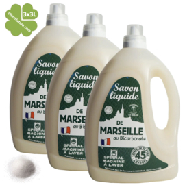 Lessive liquide marseillaise au bicarbonate de sodium 3x3L Fraîcheur alpine