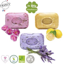 Le Serail Marseille Lavender, Rose, Lemon scrub soap 3x100g