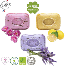 Sapone scrub Le Serail Marsiglia Lavanda, Rosa, Limone 3x100g