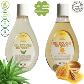 Sulfaatvrije douchegel|2x 300ml Honing & biologische Aloë vera
