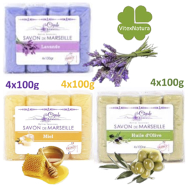 Glycerine Lavendel, Honing, Olijf olie Marseille zeep 12x100g