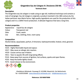 Gingembre Eau de Cologne 250 ml | Unisex | multifunctional