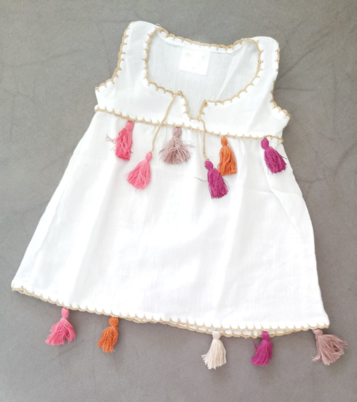 Dress with tassels 100% cotton