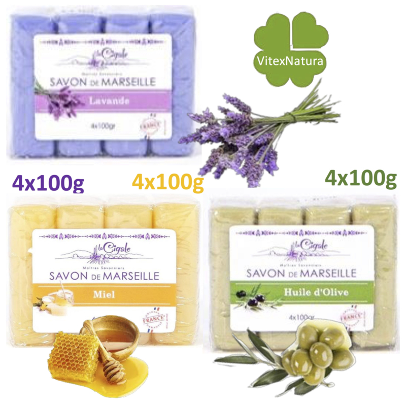 Savon de Marseille à la glycérine, U (4 x 200 g)  La Belle Vie : Courses  en Ligne - Livraison à Domicile