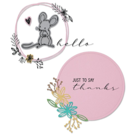 665175 Sizzix Framelits Die & Stamp Set Hello Mouse By Lisa Jones 8/Pkg