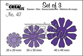 115634/0647 Crealies Set of 3 no. 47 Bloemen 19 20-30-40mm