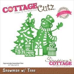 506480 CottageCutz Elites Die Snowman W/Tree 3.7"X3.2"