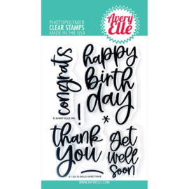 677436 Avery Elle Clear Stamp Set Bold Greetings 4"X6"