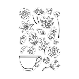 573180  Hero Arts Clear Stamps 4"X6" Teacup Flowers