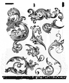 CMS 367 Tim Holtz Cling Stamps Scrollwork 7"X8.5"