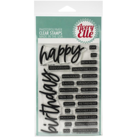 617098 Avery Elle Clear Stamp Set Loads Of Happy 4"X6"
