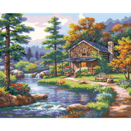 558013 Paint By Number Kit Mountain Creek Cabin 16"X20"