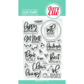 647301 Avery Elle Clear Stamp Set Everyday Circle Tags 4"X6"