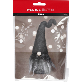 977428 Creativ Company Mini Hobbyset, Kerst gnoom, 13 cm, grijs mix