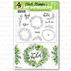 623310 Art Impressions Florals Clear Stamp Greenery Invites