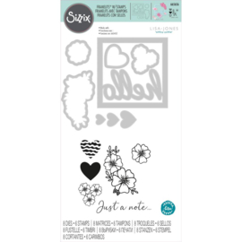 665656 Sizzix Framelits Die & Stamp Set Floral Hello By Lisa Jones