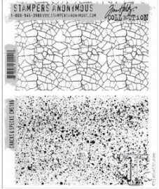 371563 CMS-186 Tim Holtz Cling Rubber Stamp Set Cracks & Specks