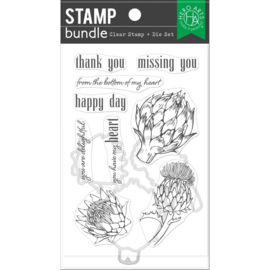 672557 Hero Arts Clear Stamp & Die Combo Artichoke Blooms