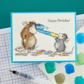 RSC009 House Mouse Cling Rubber Stamp Party Time!