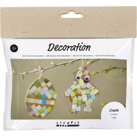 977683 Creativ Company Mini Hobbyset Decoratie, Ei en kip, zwart, bruin, wit, diverse kleuren