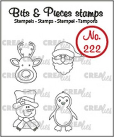 130504/0222 Crealies Bits & Pieces Mini rendier, kerstman, pinguïn CLBP222 4x max 15x20mm