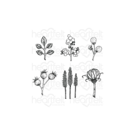 HCPC3932 Heartfelt Creations Cling Rubber Stamp Set Floral Shoppe Accents