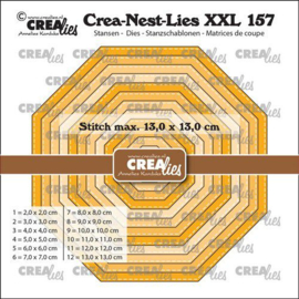 CLNestXXL157 Crealies Crea-Nest-Lies XXL Achthoek stiksteek