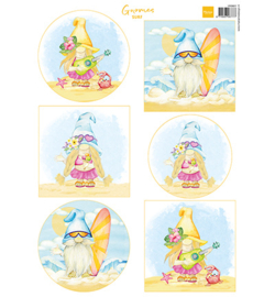 VK9601 Marianne Design Knipvel A4, Gnomes on the beach - Surf