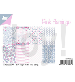 6011/0624  Design Pink flamingo Papier Set A4