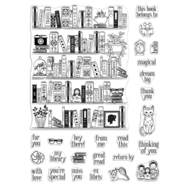 620611 Hero Arts Color Layering Clear Stamps Bookcase Peek-A-Boo 4"X6"