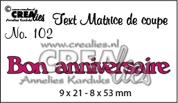 115634/3802 Crealies Tekststans (FR) Bon anniversaire