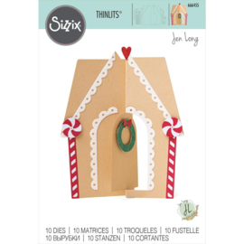 666455 Sizzix Thinlits Dies Gingerbread House Card By Jen Long 10/Pkg