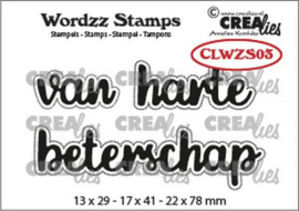CLWZS03 Crealies Clearstamp Wordzz van Harte beterschap