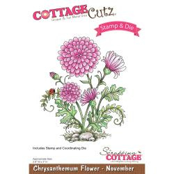 303456 CottageCutz Stamp & Die Set Chrysanthemum - November