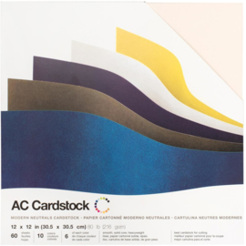 AC344852 American Crafts Smooth Cardstock Pack Modern Neutral, 6 Colors 12"X12" 60/Pkg